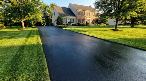 Premium residential driveway with professional sealcoating in Albany NY