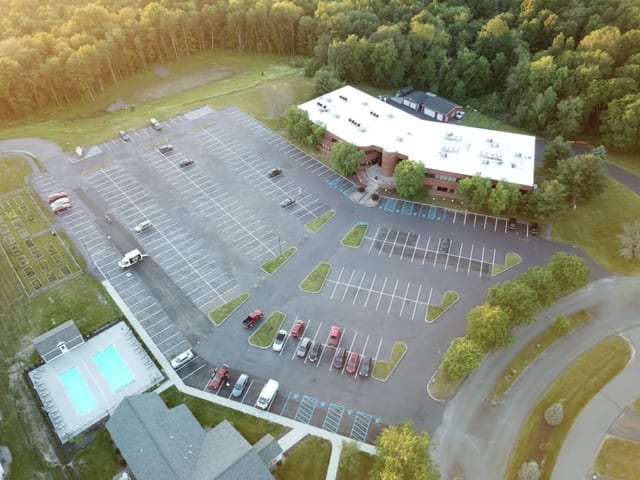 Commercial property, aerial view